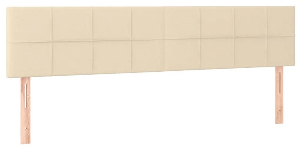 Pat box spring cu saltea, crem, 200x200 cm, textil Crem, 200 x 200 cm, Cu blocuri patrate
