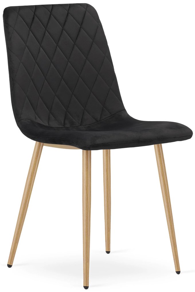 Scaun Bucatarie/Dining Clay Negru Catifea  Picioare Metalice Finisaj Lemn