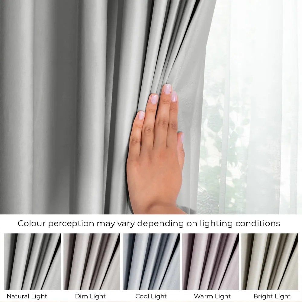 Draperie gri deschis dimout (semi-opacă) din catifea 140x245 cm Eyelets – Restilo