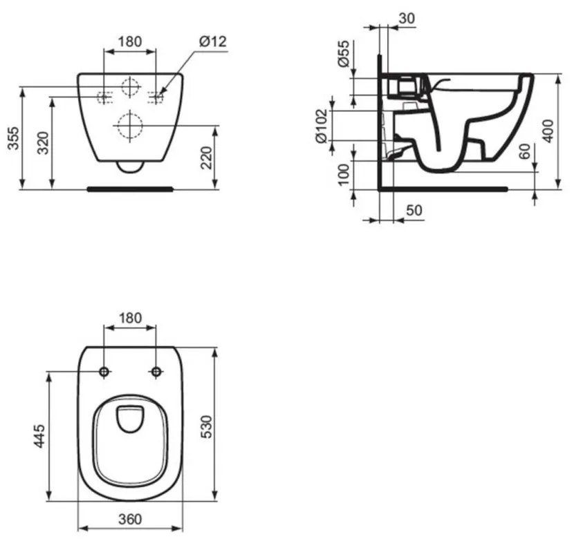 Vas wc suspendat rimless plus Ideal Standard Tesi alb lucios Alb lucios