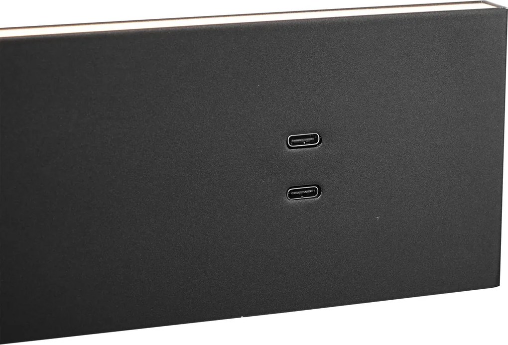 Set de 2 Aplice Moderne Negre Reglabile cu USB-C incl. LED - Modric