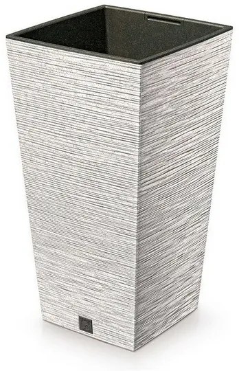 Ghiveci de flori FURU SQUARE ECO WOOD cu inserție39, 5 cm, alb ECO, L