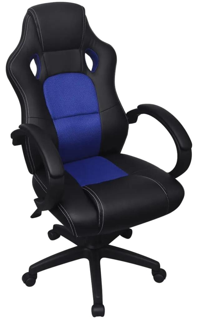 242896 vidaXL Scaun de birou cu design racing, albastru, piele ecologică