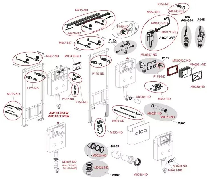 Rezervor WC cu cadru incastrat Alcadrain Sadromodul AM101 1120 pentru instalari uscate