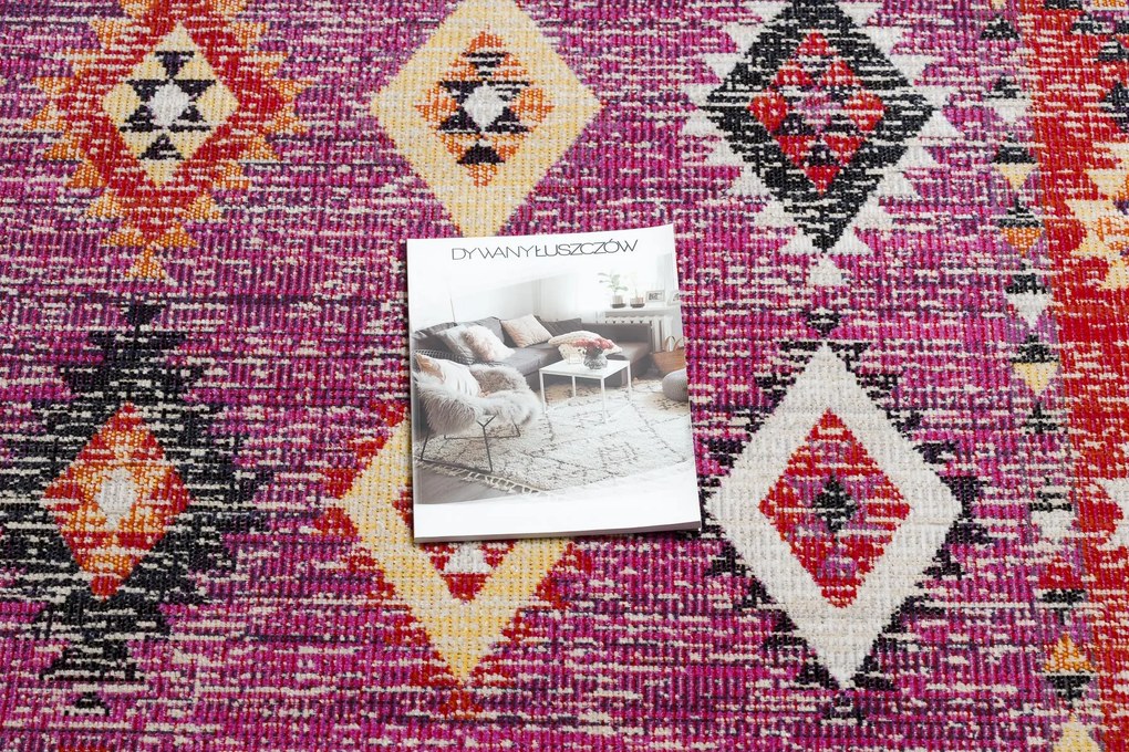 Covor modern MUNDO D7701 caro boho exterior roz / bej