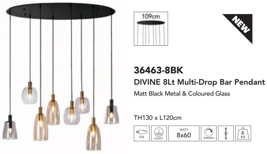 Lustra cu 8 pendule design modern Divine