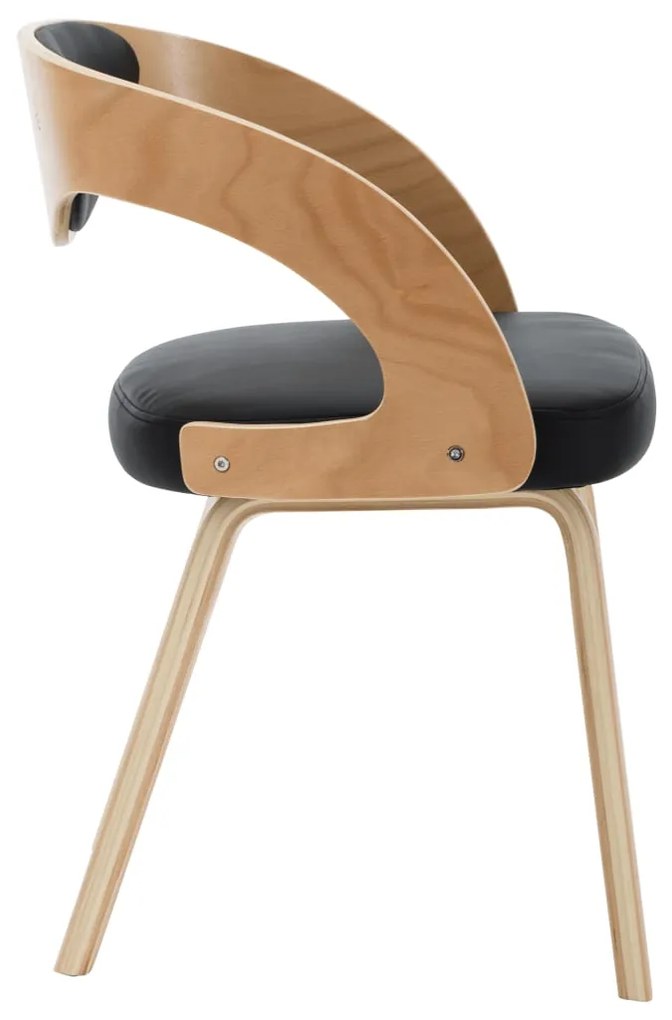 Scaune de bucatarie 6 buc. negru lemn curbat  piele ecologica 6, black and light brown