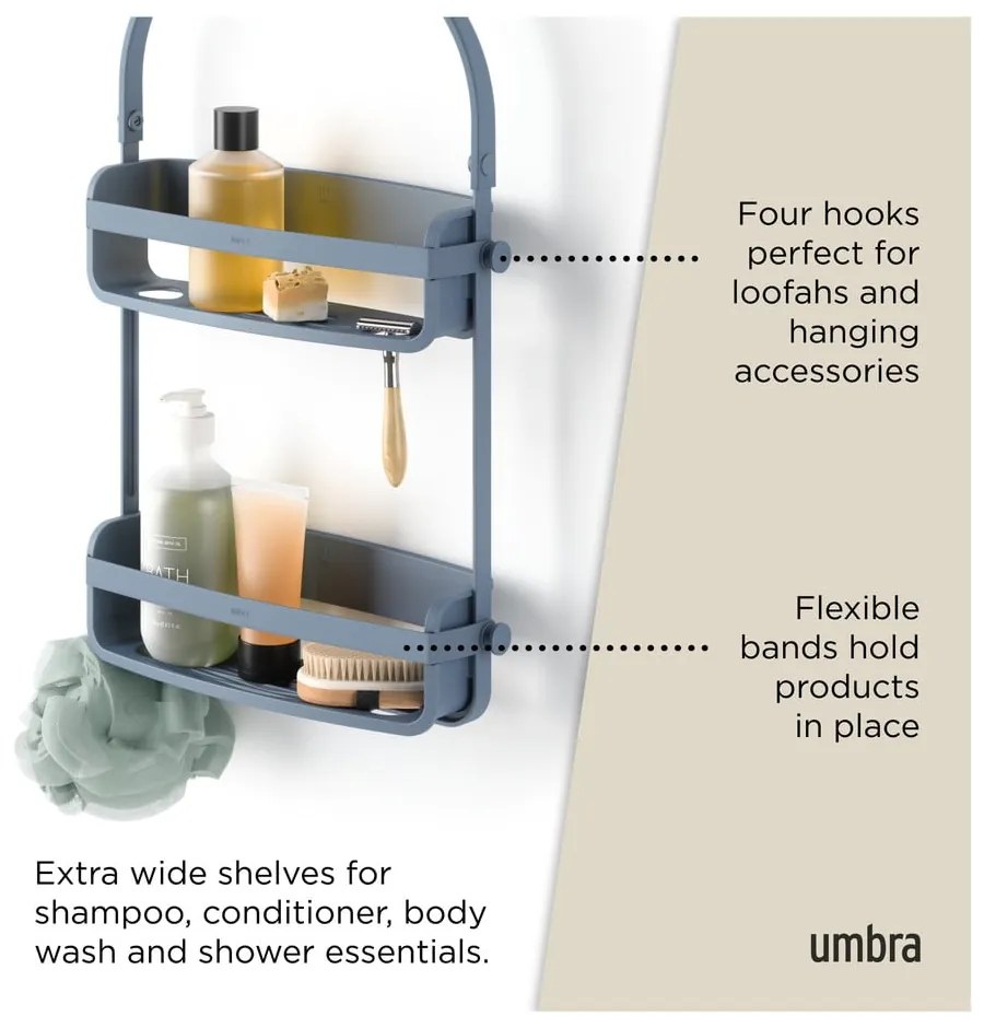 Raft pentru baie albastru suspendat din plastic Flex – Umbra