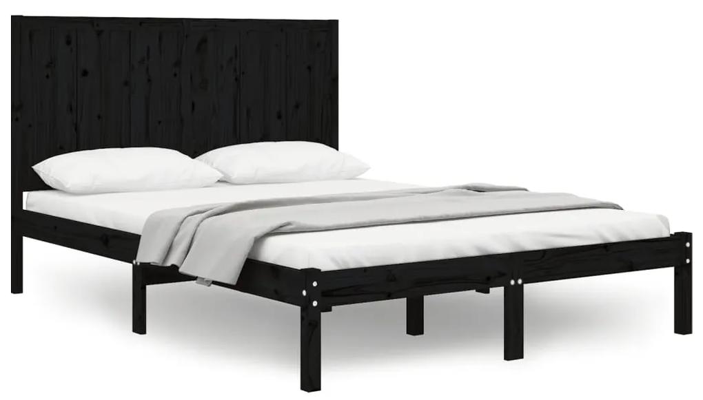 3105704 vidaXL Cadru de pat mic dublu, negru, 120x190 cm, lemn masiv de pin