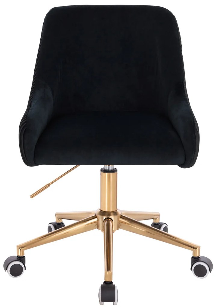 HR920K Scaun Neagră din Catifea cu Bază Aurie
