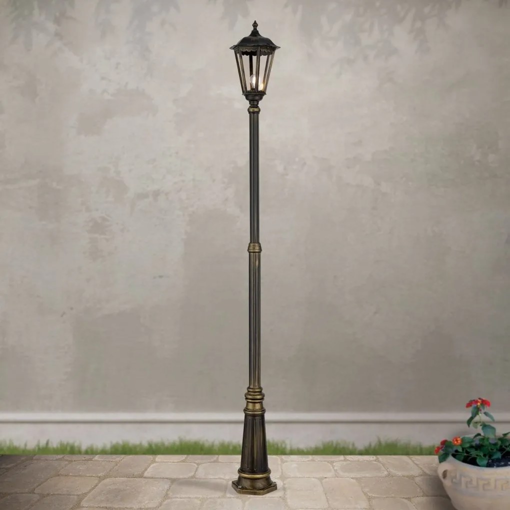 Stalp iluminat exterior stil clasic IP43 H249 Puchberg AL 11K/82508 schwarz-gold/rauch OR