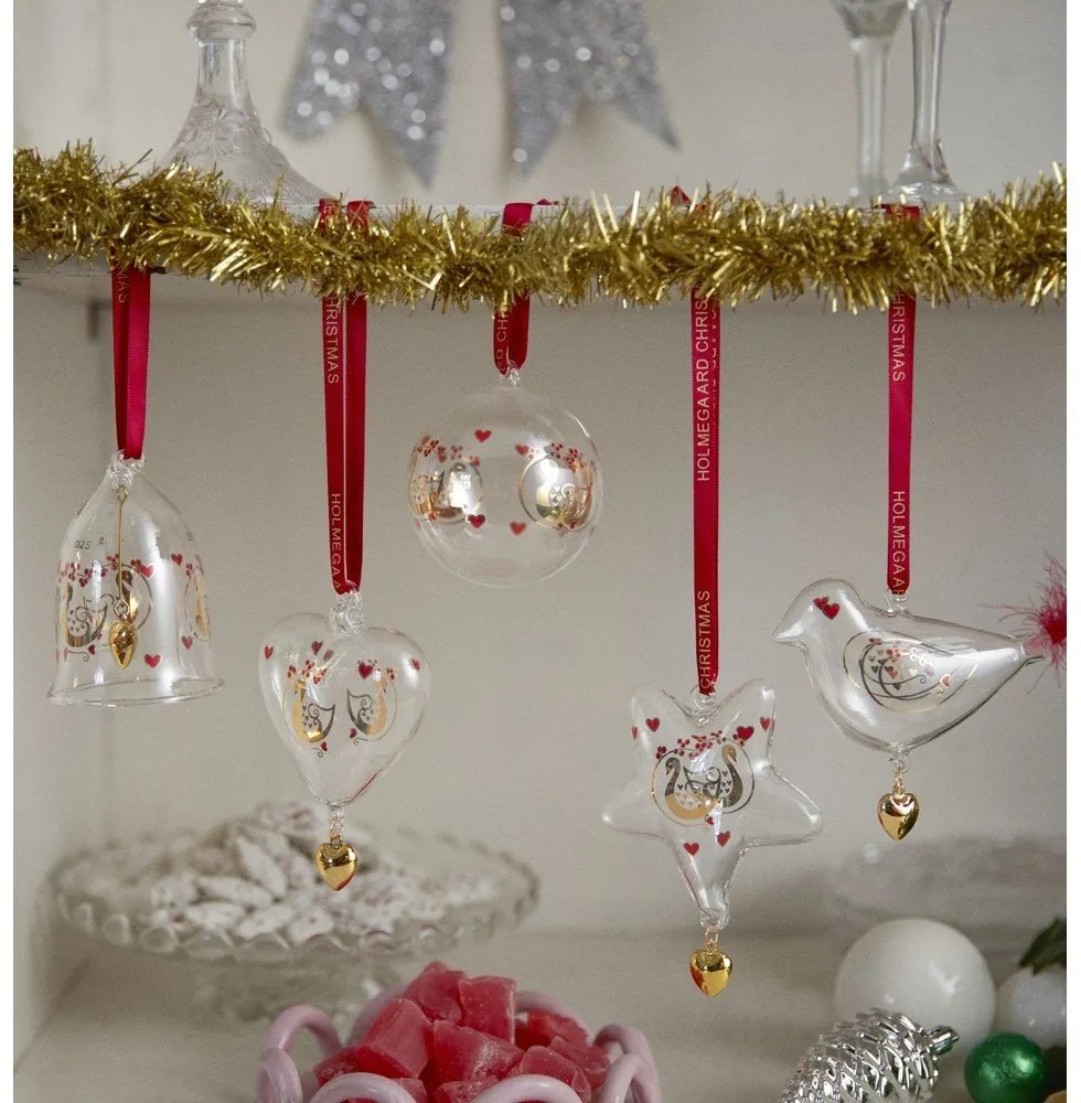 Ornament de Crăciun suflat manual din sticlă 8 cm Ann-Sofi Romme Annual Christmas Heart 2025 – Holmegaard