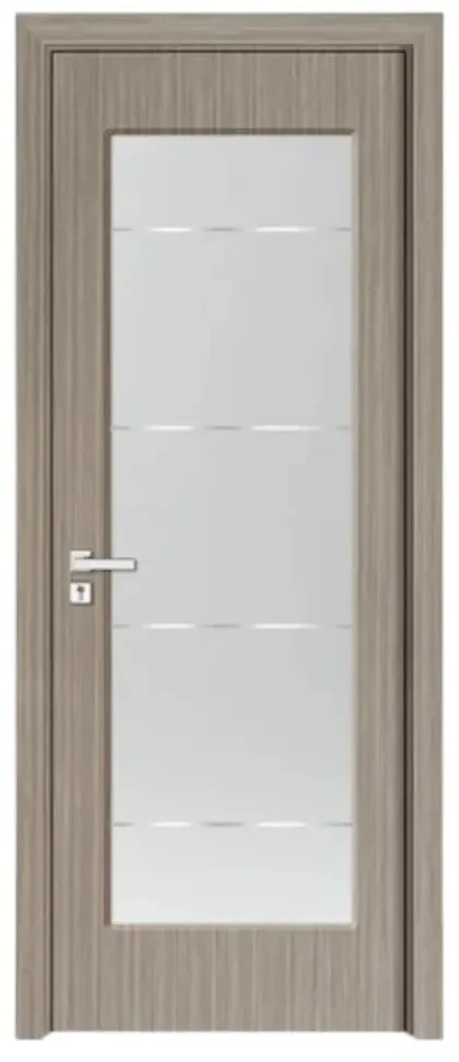 Usa Interior din MDF Novo Doors ND110-1, Cadru din Lemn Masiv, Geam Sablat, KIT COMPLET, Toc , Manere si balamale incluse (Culoare: Gri, Dimensiune: