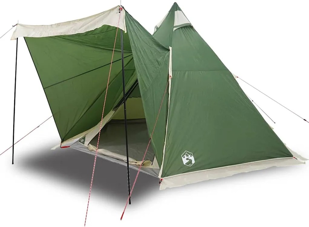 vidaXL Cort de familie Tipi pentru 6 persoane, verde, impermeabil