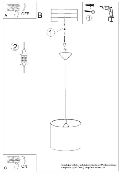 Lustră pe cablu pentru copii Sollux SL.1418 CAT 1xE27/15W/230V d. 30 cm