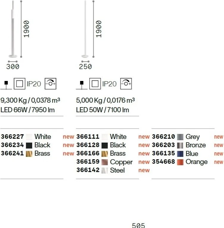 Lampa LED de podea DORICA PT3 NERO