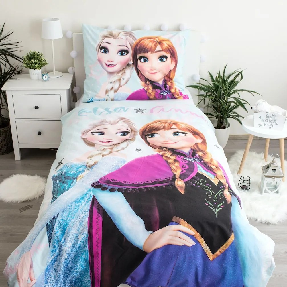 Disney Regatul de gheață Light Blue set de lenjerie de pat 140×200cm, 70×90 cm