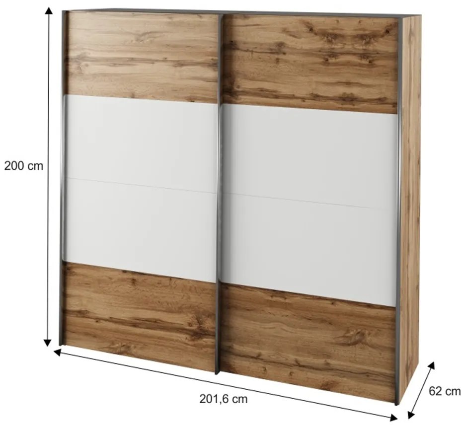 Set dormitor (pat 180x200 cm), stejar wotan/ alb, GABRIELA NEW