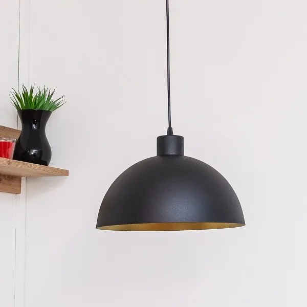 Lustră pe cablu VESPER, 1x E27/15W/230 V, Ø 30 cm, negru/auriu