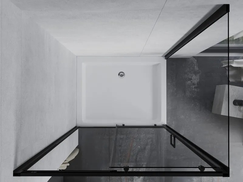 Mexen Apia cabină de duș glisantă 120 x 90 cm, transparentă, neagră + cădiță Rio - 840-120-090-70-00-4510