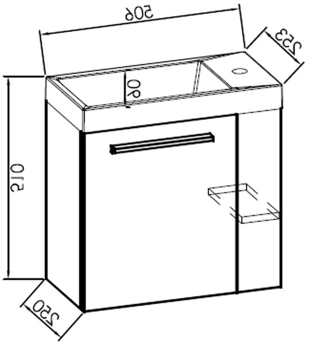 Mobilier cu lavoar de dreapta din Kerrock Kolpasan, Kiki 50 cm, alb