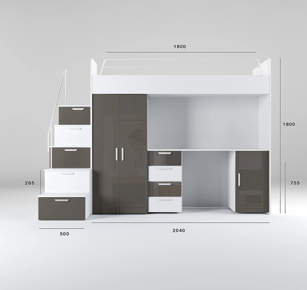 Pat pentru copii Ruby IV S (Alb + gri) (Cu somieră). 611109