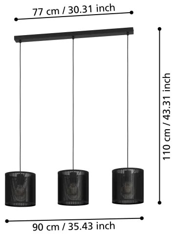 Lustră pe cablu Eglo 43796 MANBY 3xE27/40W/230V