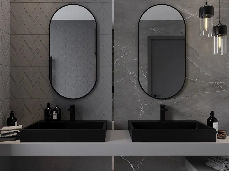 Mexen Loft oglindă de baie ovală 100 x 50 cm, ramă neagră - 9851-100-050-000-70