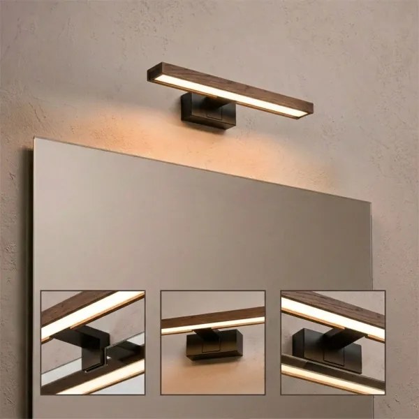 Brilagi - LED iluminare oglindă pentru baie 3în1 WOODY MIRROR LED/8W/230V IP44 negru/stejar-nuc