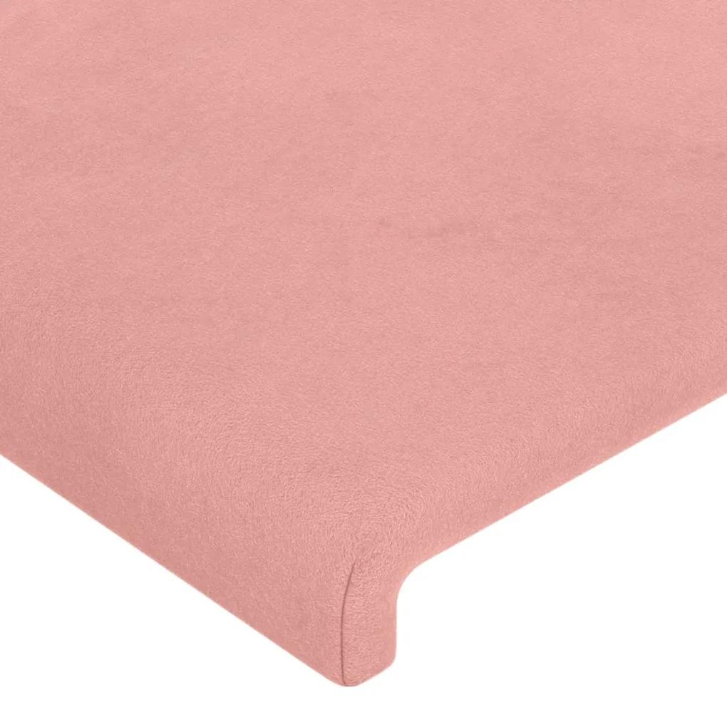 Cadru de pat cu tablie, roz, 80x200 cm, catifea Roz, 80 x 200 cm, Design simplu