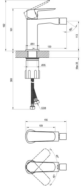 Ravak X070481 - Baterie pentru bideu LIFE, neagră