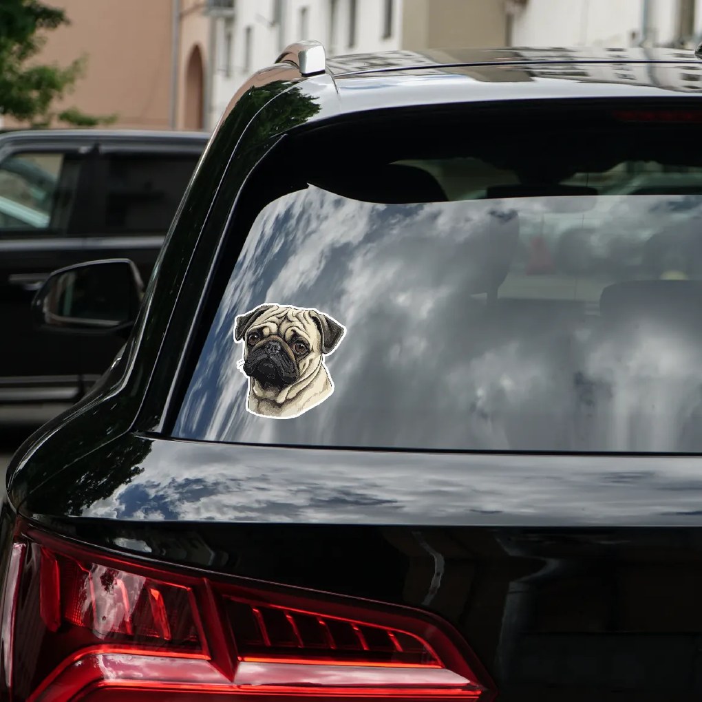 PIPPER. Autocolant Pug Dog mărimea: 60cm