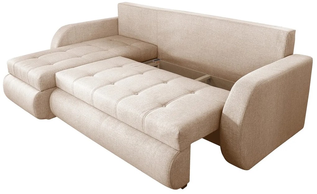 Coltar extensibil reversibil Siena Lux Cream 243x141x81 cm cu lada de depozitare