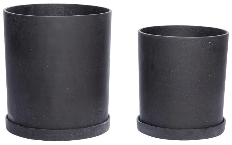 Set 2 ghivece Hübsch Hureno Picco, negru