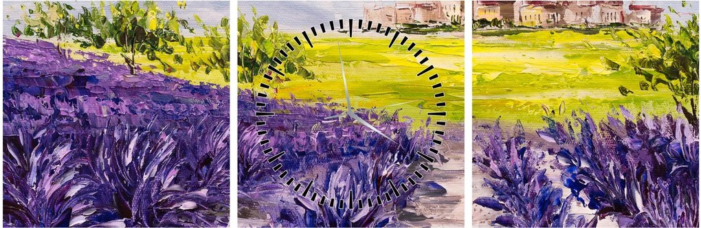 Tablou - Provence, Franța, pictură în ulei (cu ceas) (90x30 cm)