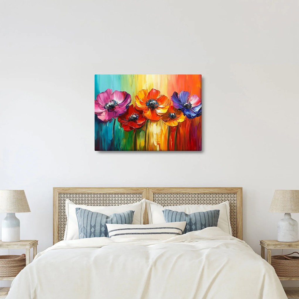 Tablou - Cinci flori colorate (70x50 cm)