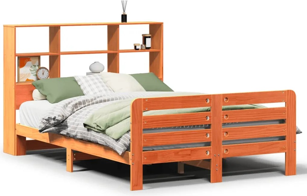 vidaXL Cadru de pat fără saltea, maro ceruit 140x200 cm lemn masiv pin