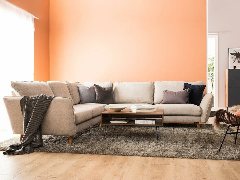 Colțar Seattle P101Beige, Stejar, 297x257x80cm, 140 kg, Picioare: Lemn