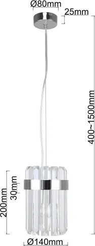 Pendul VETRO cu cablu 1xE14/10W/230V crom lucios