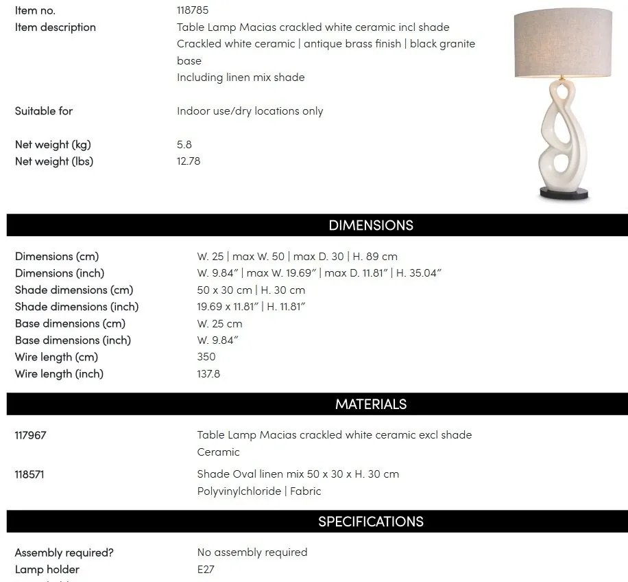 Veioza, Lampa de masa design LUX Macias
