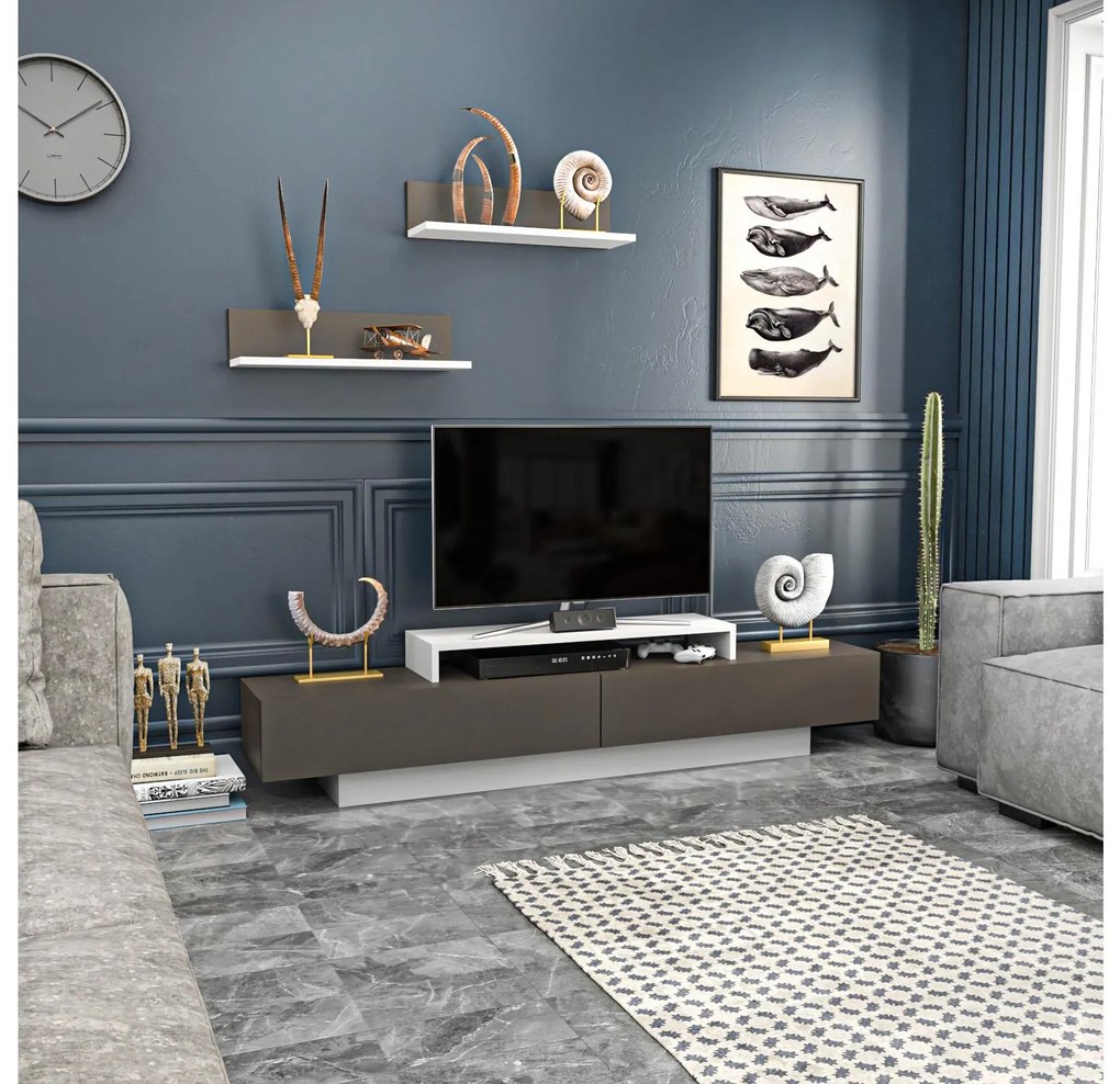 Mobilier living Lusalona (alb + maro). 1107305
