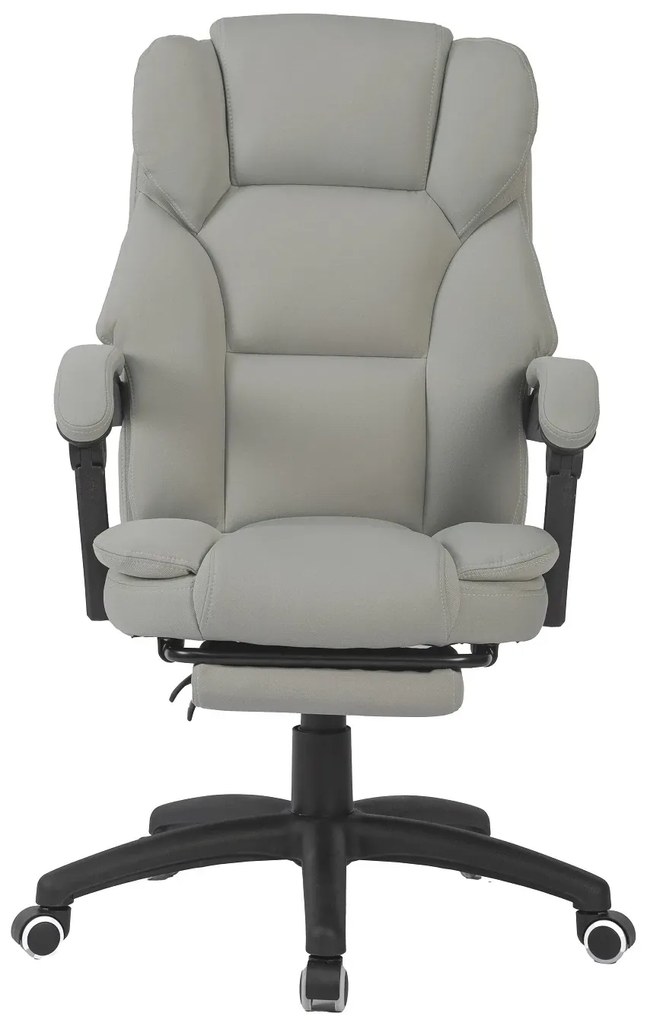 RESIGILAT- Scaun directorial, Masaj si Incalzire in 7 puncte, spatar rabatabil, suport pentru picioare, material textil premium, Gri