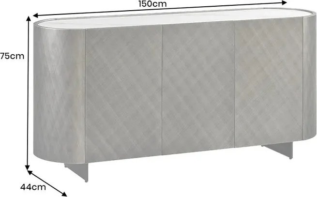 Comoda cu model optic 3D, Ceramica Alba, REFLECTION 150cm A-46501 VC