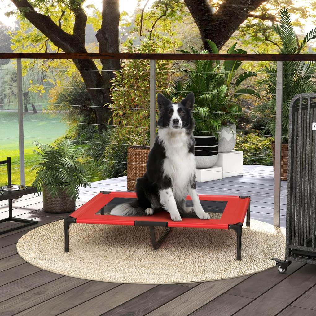 PawHut Pat pe picioare pat pentru câini pisici pat de camping pat ridicat animale material Oxford textilenă micro-perforată metal | Aosom Romania