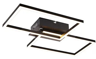 Plafoniera pătrată neagră cu dimmer 3 trepte - Plazas Novo