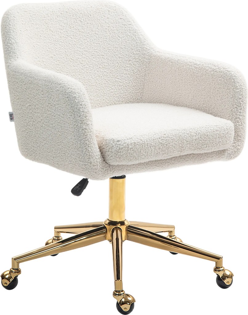 HOMCOM Scaun de birou fotoliu de birou cu role înălțime reglabilă șezut pivotant la 360° 60 x 61 x 79-88 cm crem | Aosom Romania