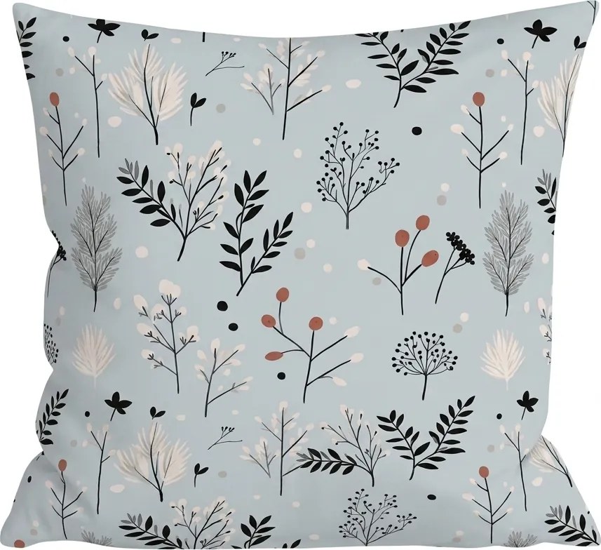 Față de pernă din flanel FROST BOTANIC 45x45 cm, gri deschis