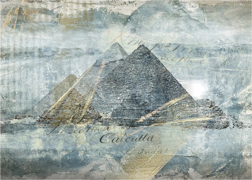 Tablou pe sticlă - Piramide în filtru albastru (70x50 cm)