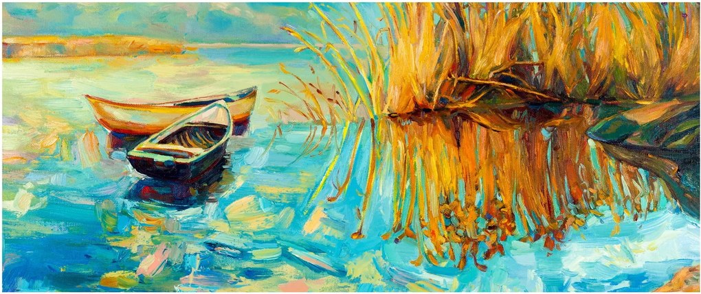 Tablou - Lacul cu bărci (120x50 cm)