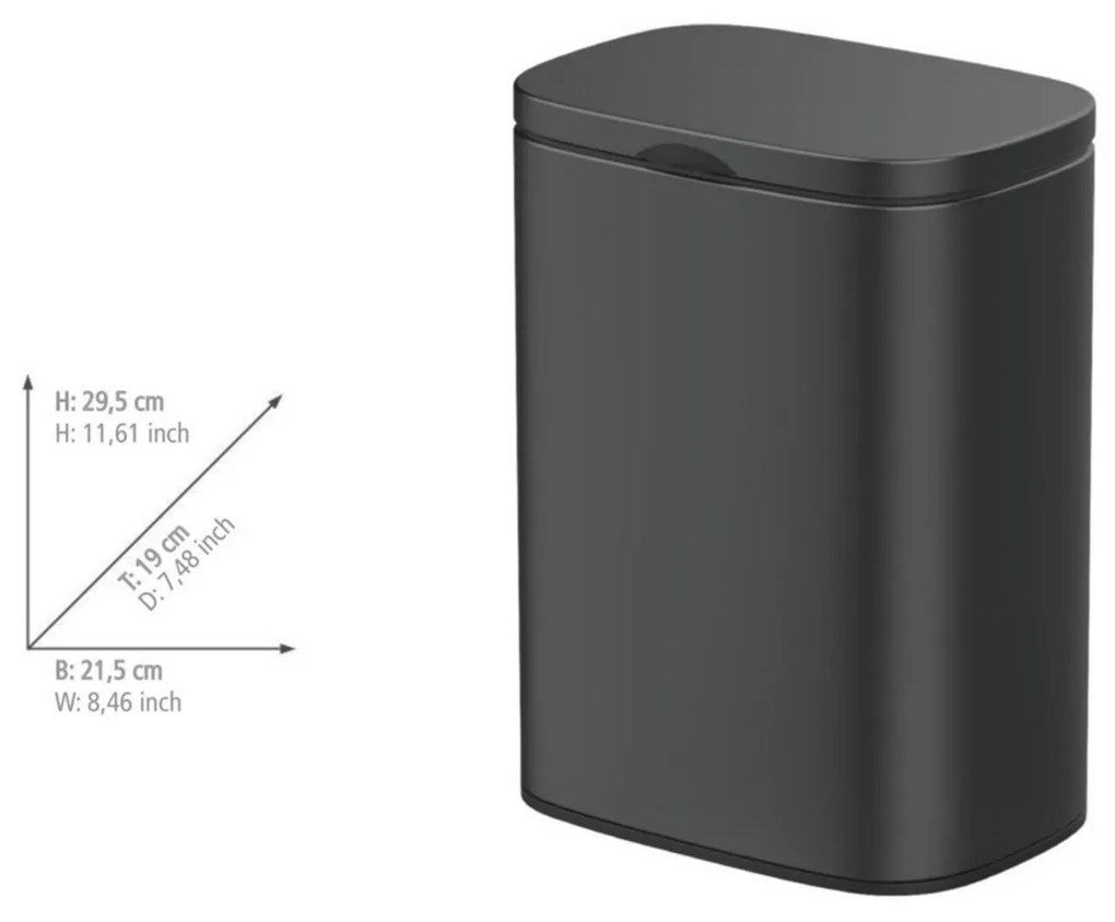 Wenko Coș de gunoi de perete Sare 5 l, negru